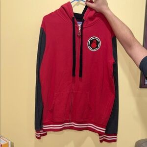 Red and Gray Zip-Up Hoodie